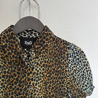 VINTAGE DOLCE & GABBANA PUFF SLEEVE LEOPARD PRINT BLOUSE