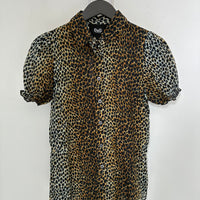 VINTAGE DOLCE & GABBANA PUFF SLEEVE LEOPARD PRINT BLOUSE