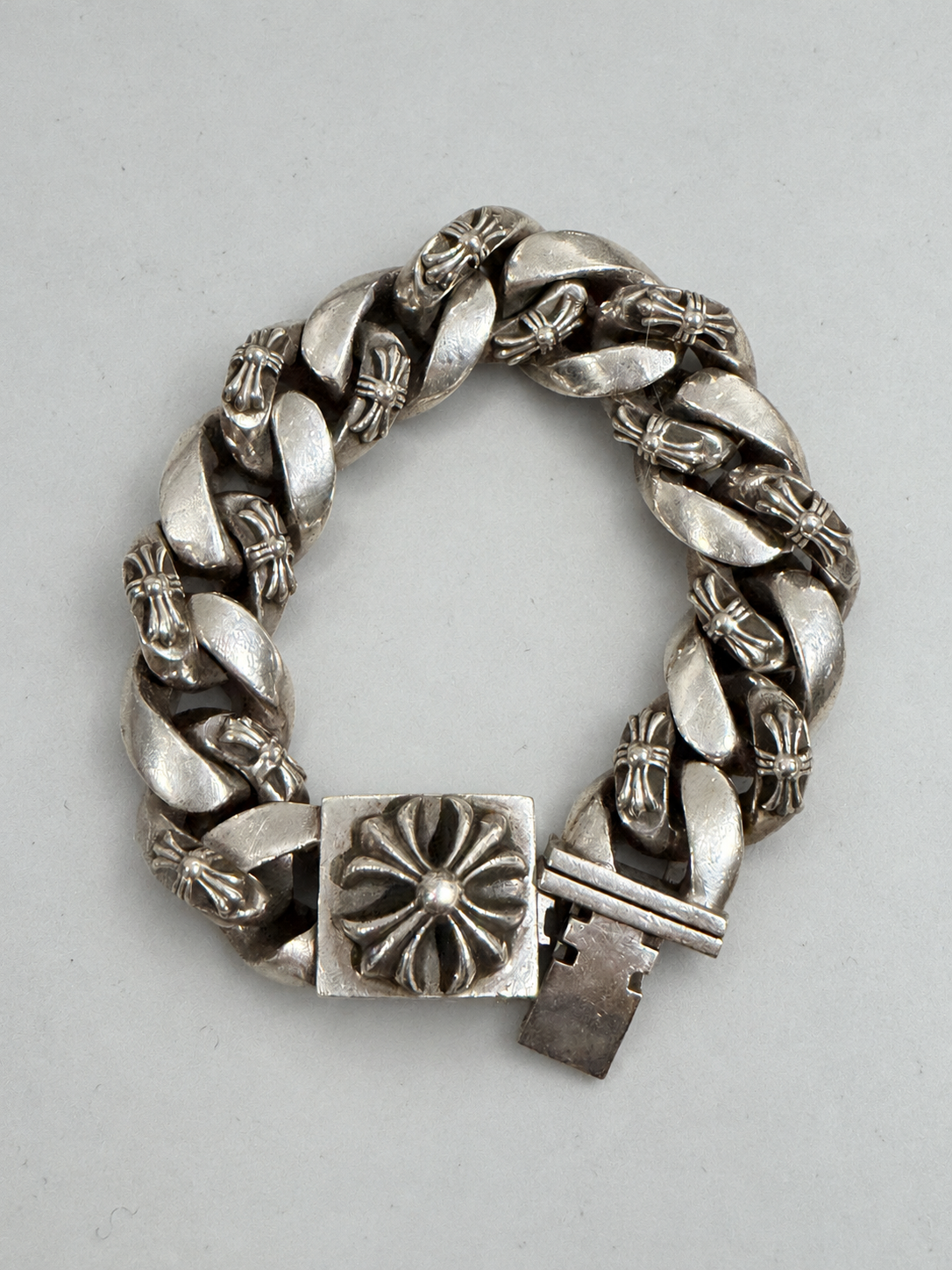 CHROME HEARTS XL FANCY LINK PLUS CROSS BRACELET 8 INCH
