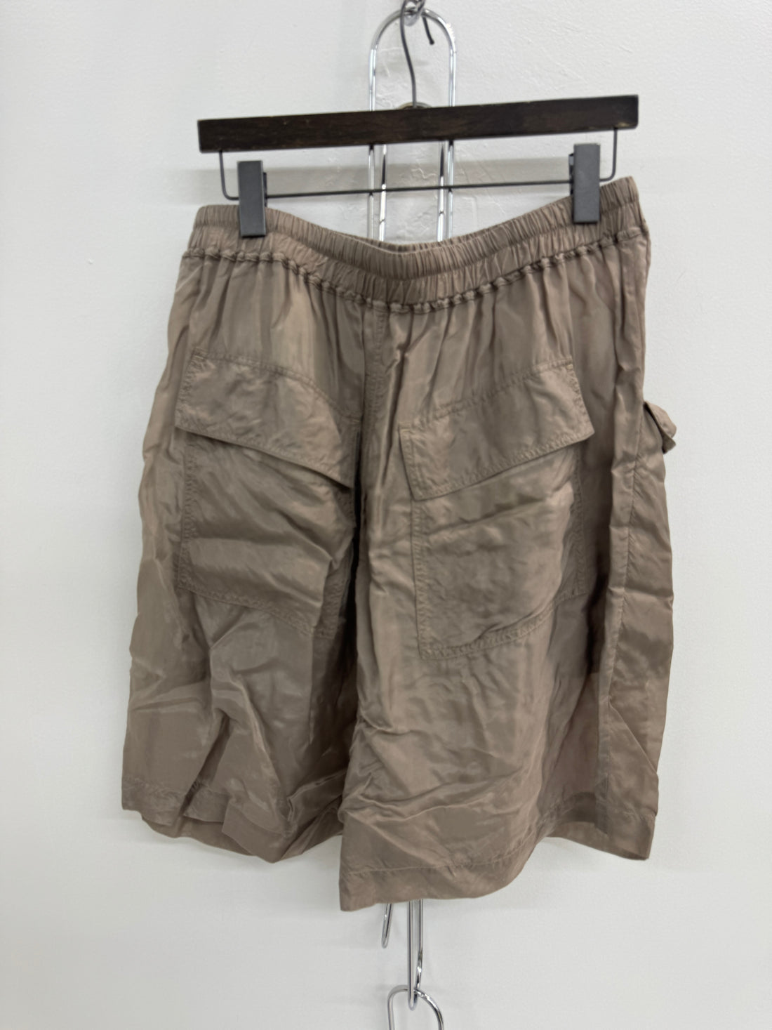 RICK OWENS TAUPE MESH SHORTS
