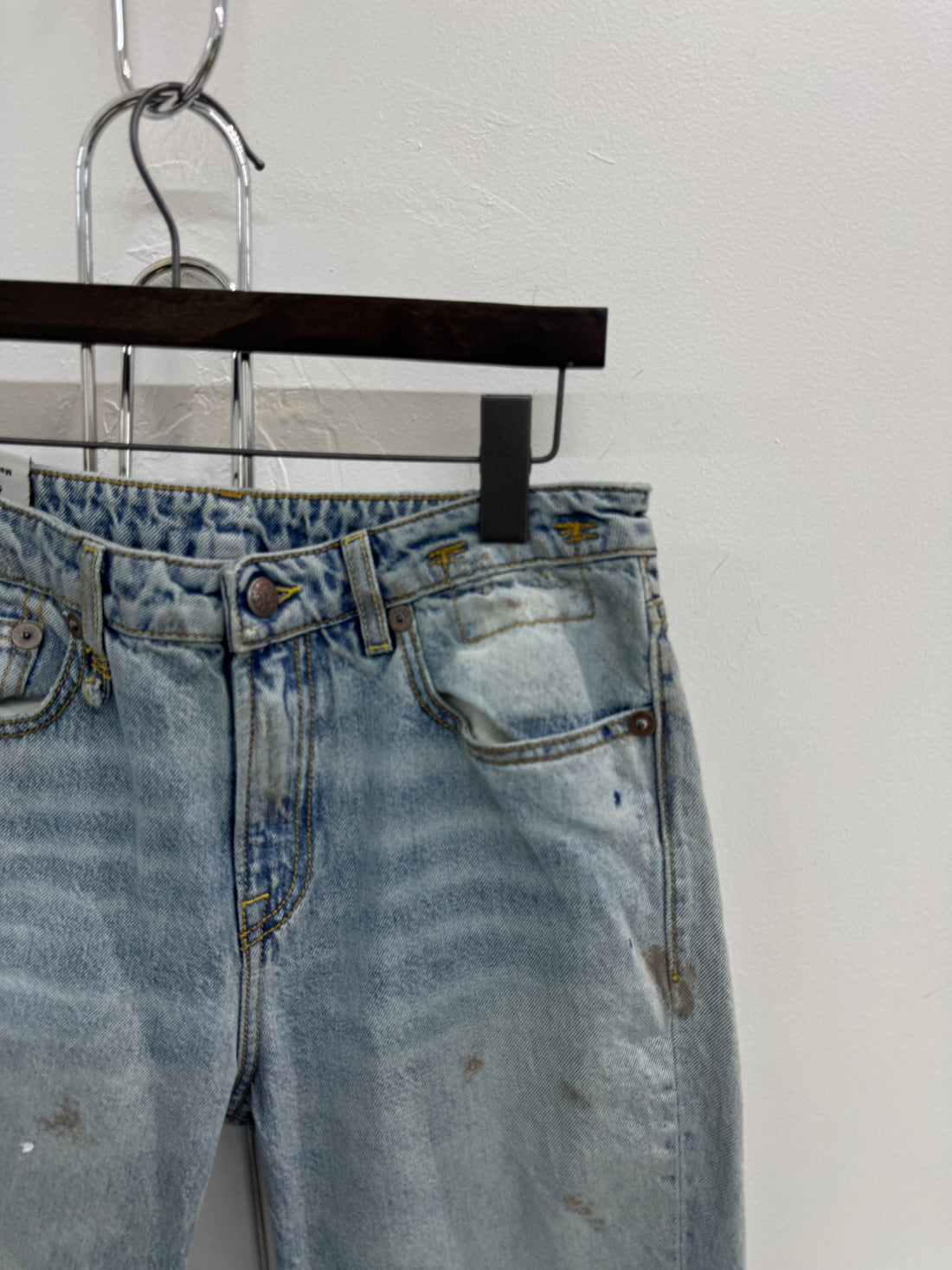 WOMENS R13 MUDDED WASH CROPPED DENIM PANTS