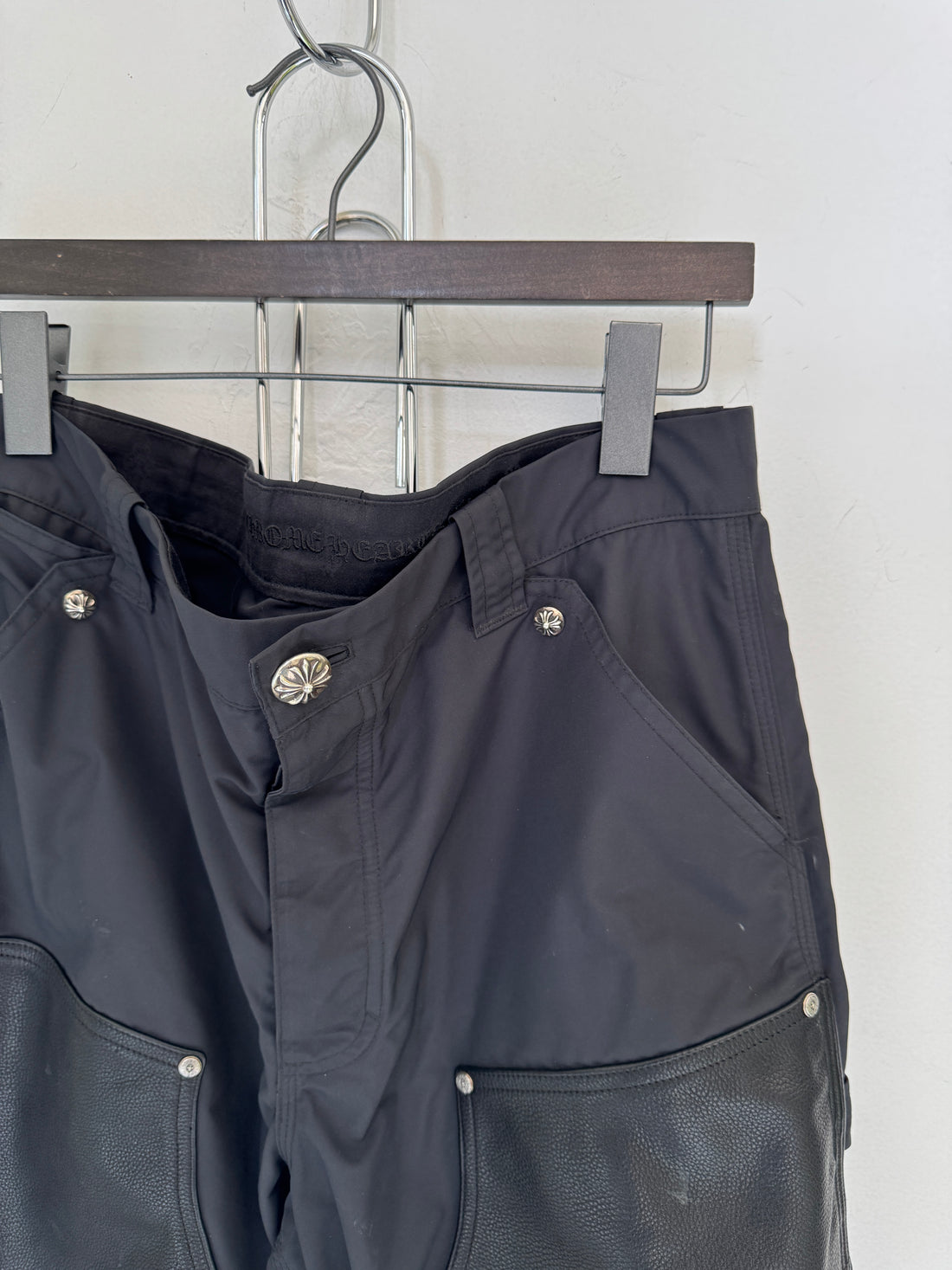 CHROME HEARTS NYLON + LEATHER CARPENTER PANTS