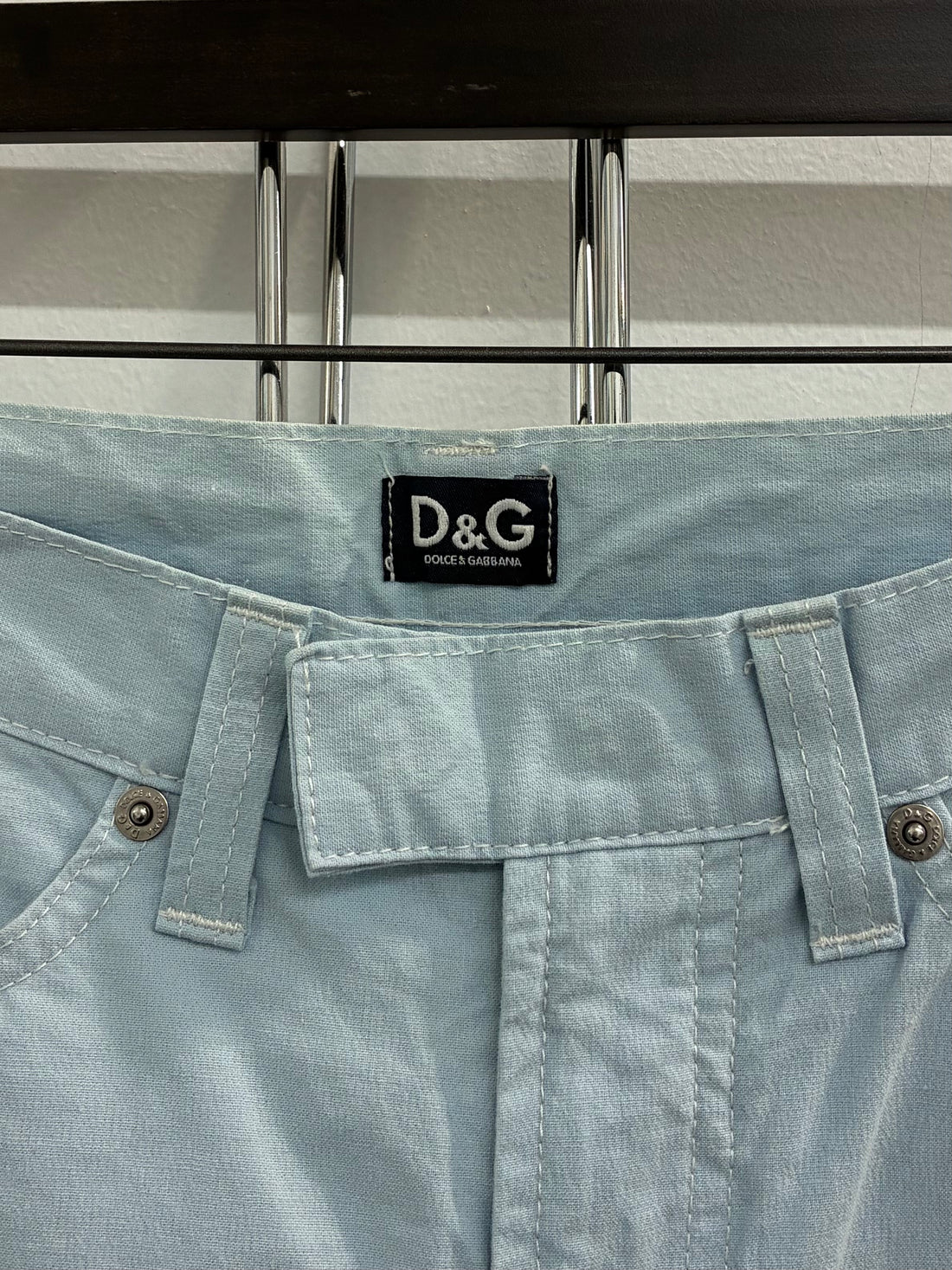 VINTAGE DOLCE&GABBANA COTTON LIGHT BLUE STRAIGHT PANTS