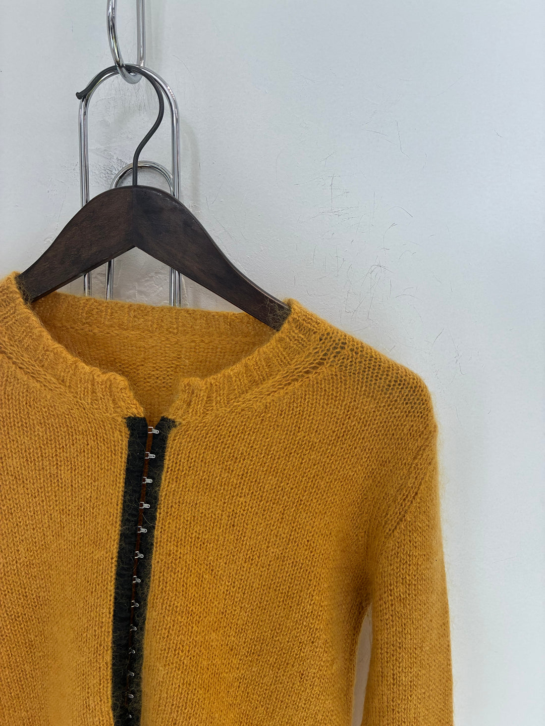 DOLCE & GABBANA MUSTARD ANGORA HOOK CARDIGAN