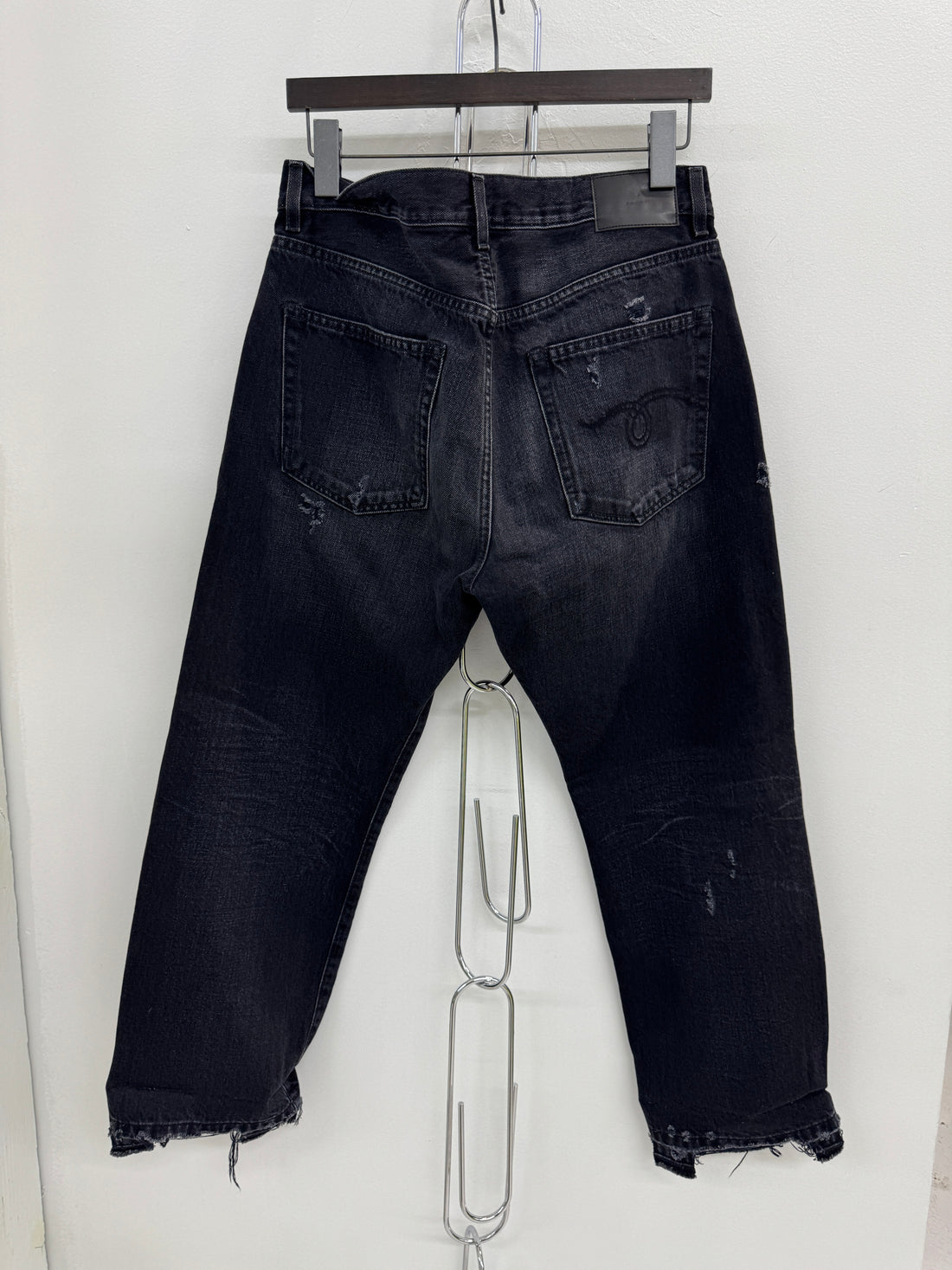 WOMENS R13 BLACK WASHED DENIM JEANS