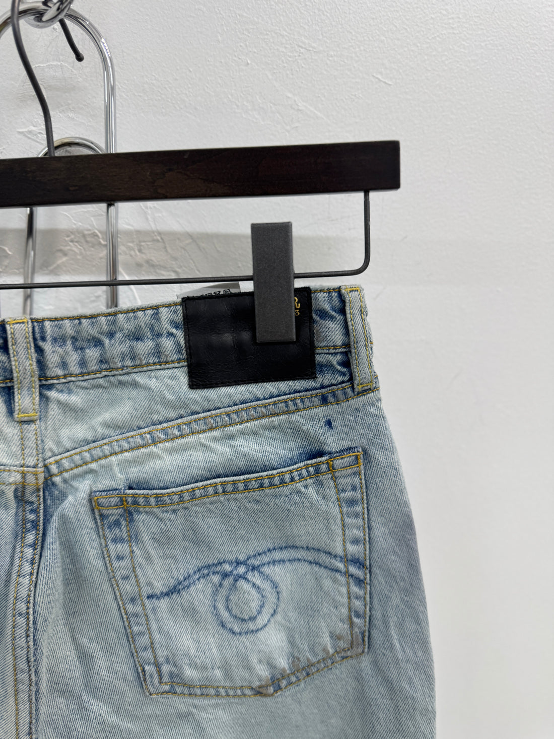 WOMENS R13 MUDDED WASH CROPPED DENIM PANTS