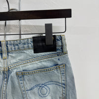 WOMENS R13 MUDDED WASH CROPPED DENIM PANTS