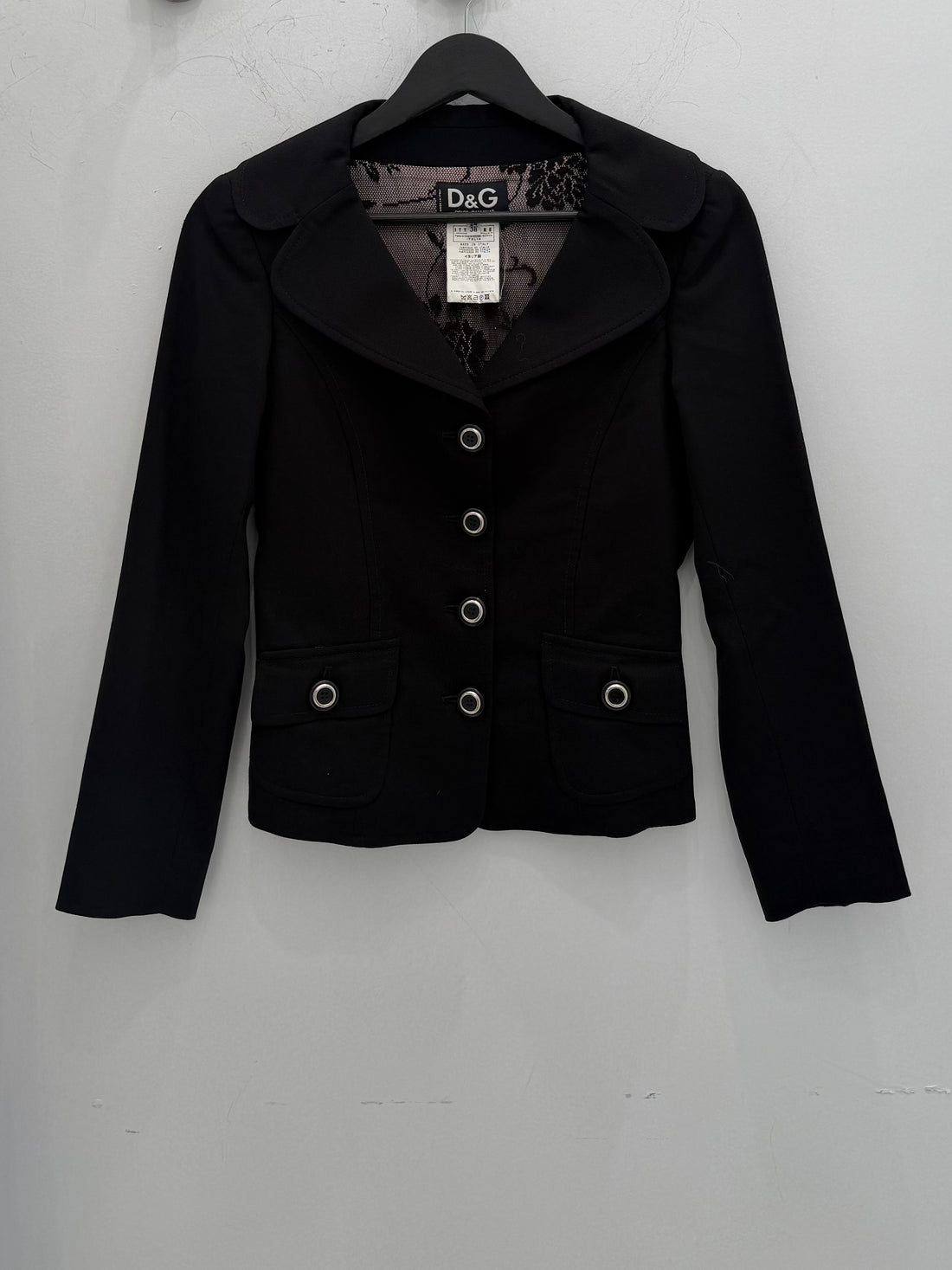 VINTAGE DOLCE&GABBANA BLACK FITTED TAILORED JACKET