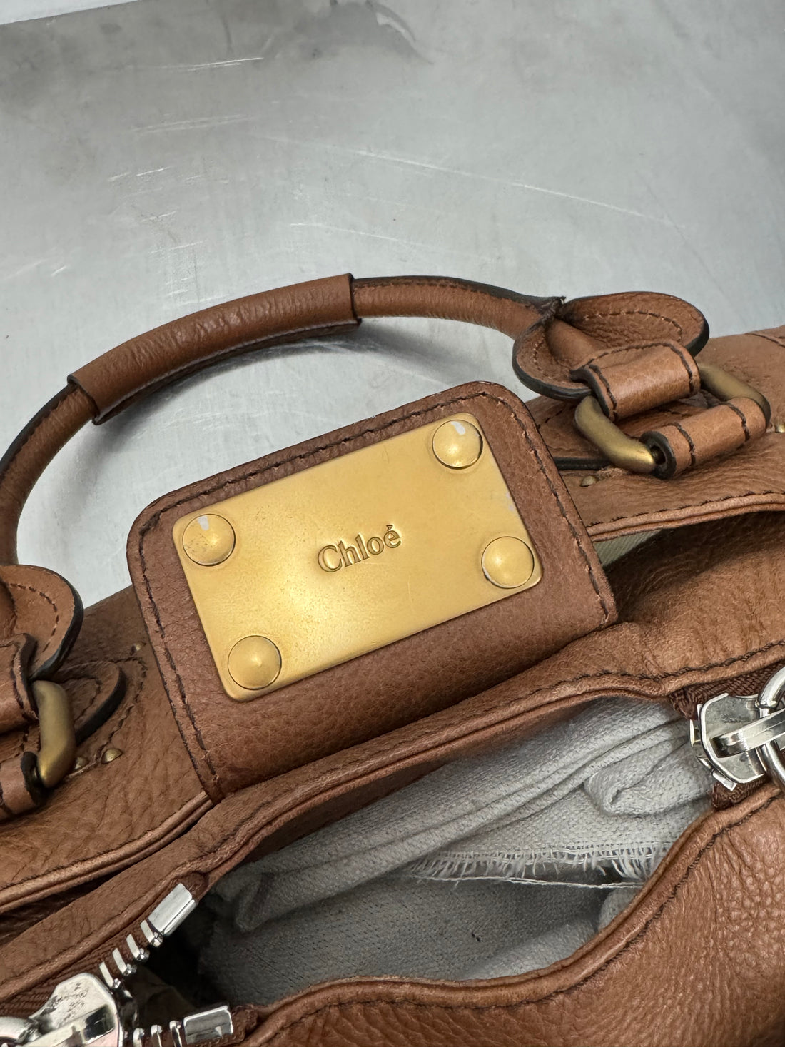 CHLOE VINTAGE TAN LEATHER PADDINGTON BAG