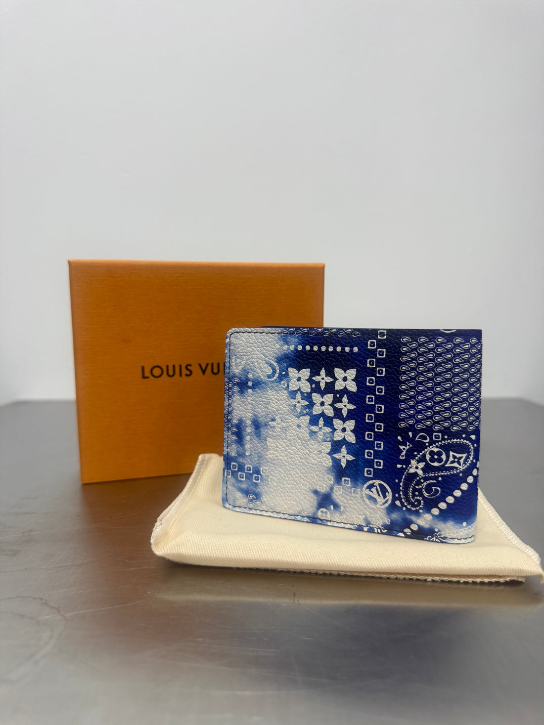 LOUIS VUITTON VIRGIL ABLOH BLUE MONOGRAM BANDANA SLENDER WALLET