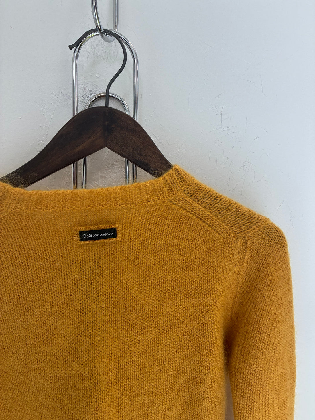 DOLCE & GABBANA MUSTARD ANGORA HOOK CARDIGAN