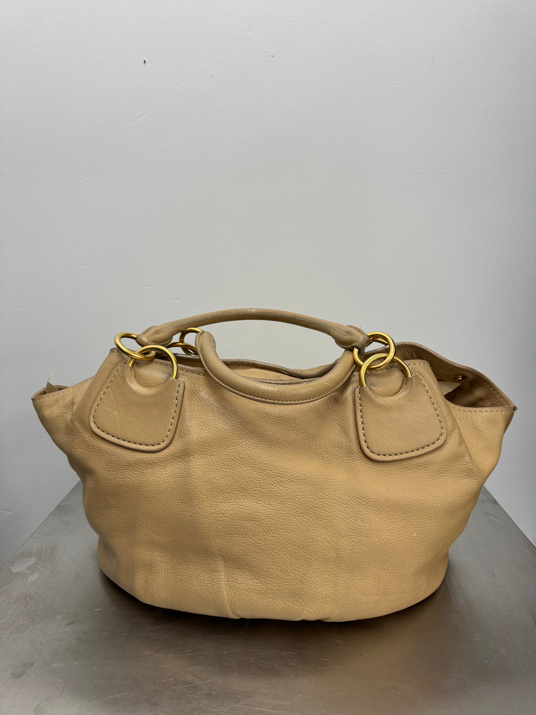 MIU MIU SOFT CALF LEATHER SATCHEL BAG