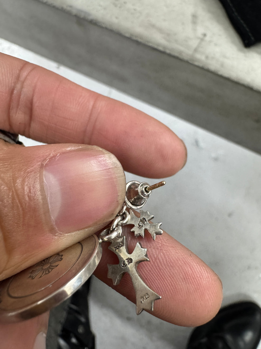 CHROME HEARTS TRIPLE CHARM EARRING