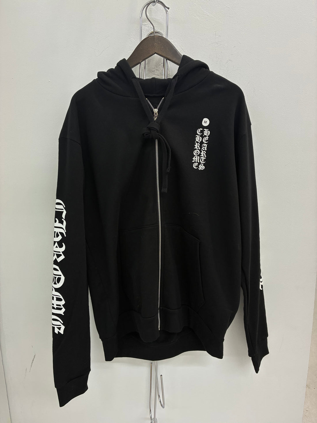 CHROME HEARTS BRAND NEW VERTICAL LOGO ZIP UP HOODIE