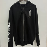 CHROME HEARTS BRAND NEW VERTICAL LOGO ZIP UP HOODIE