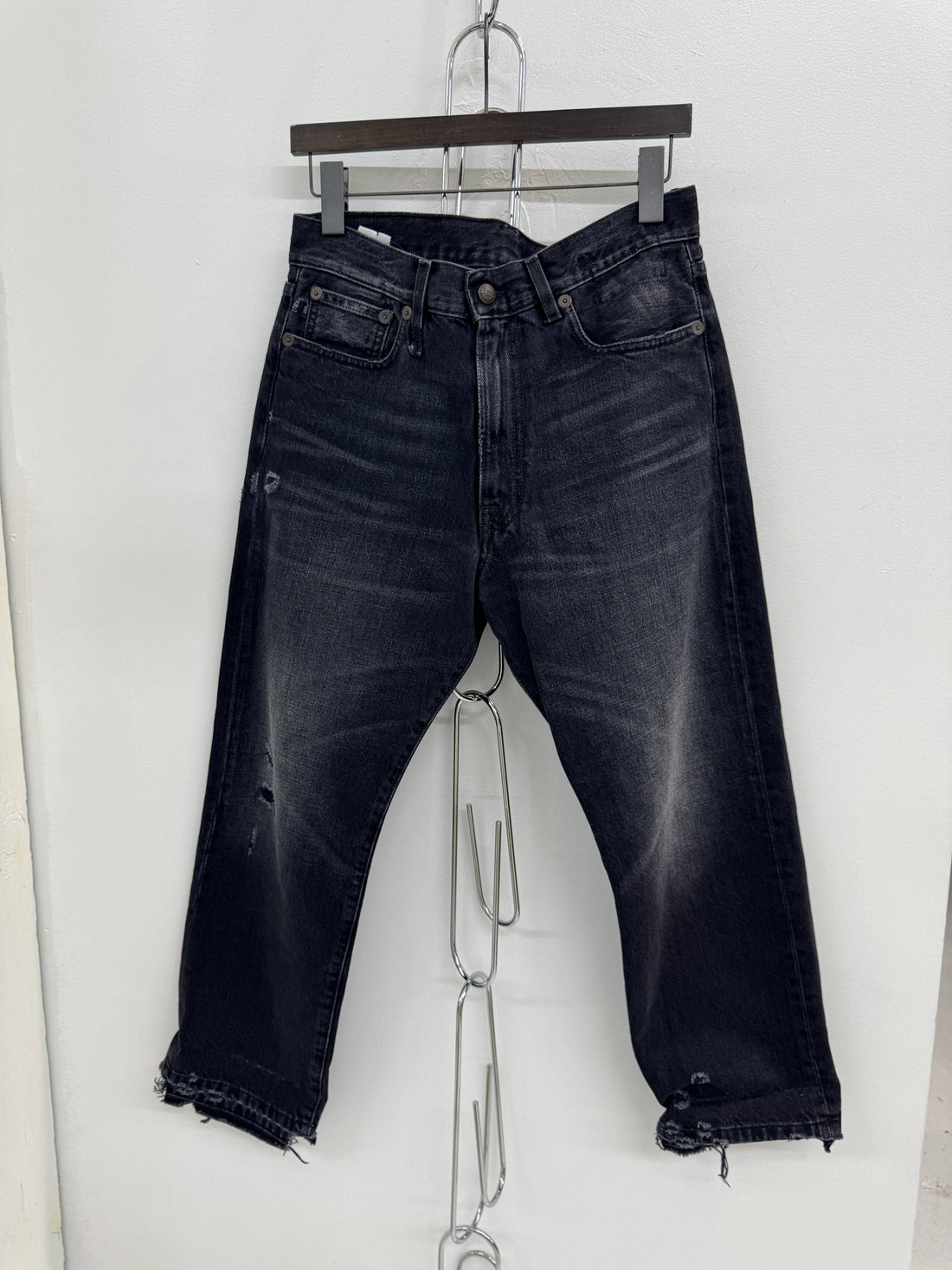 WOMENS R13 BLACK WASHED DENIM JEANS
