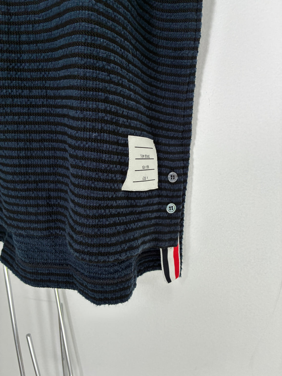 THOM BROWN NAVY STRIPED POLO