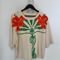 JW ANDERSON FLOWER PRINTED CREWNECK T-SHIRT