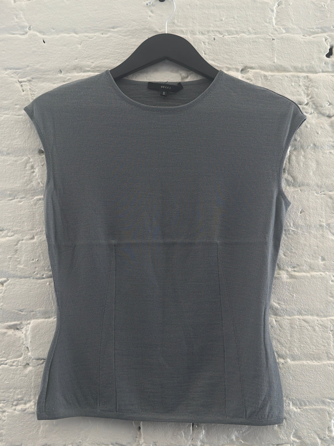 Gucci Grey Cap Sleeves Knit Top