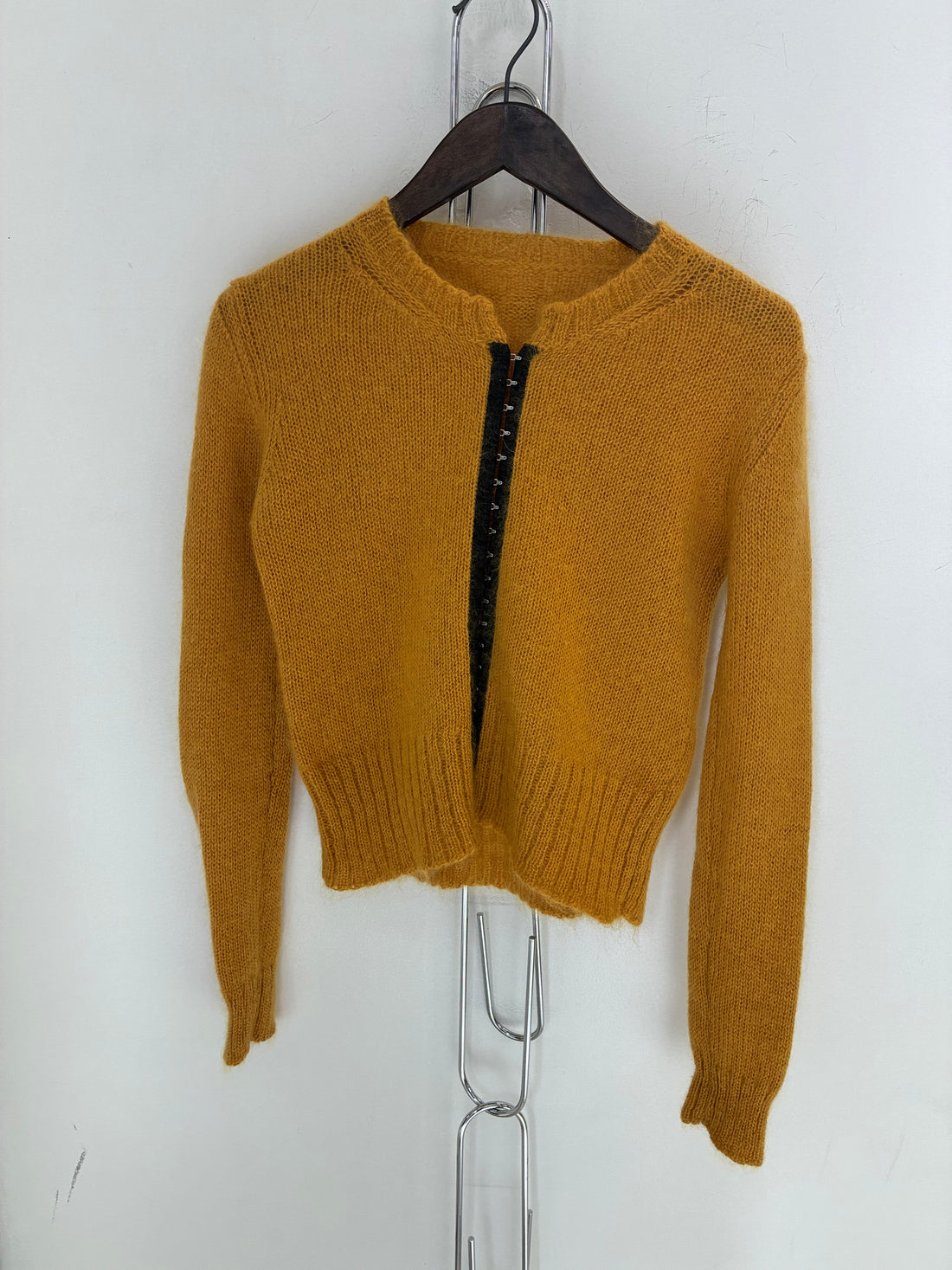 DOLCE & GABBANA MUSTARD ANGORA HOOK CARDIGAN