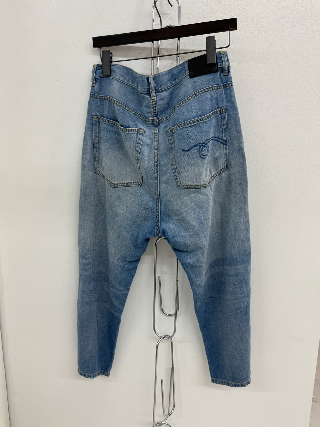 WOMENS R13 LIGHT WASHED CROPPED DENIM JEANS