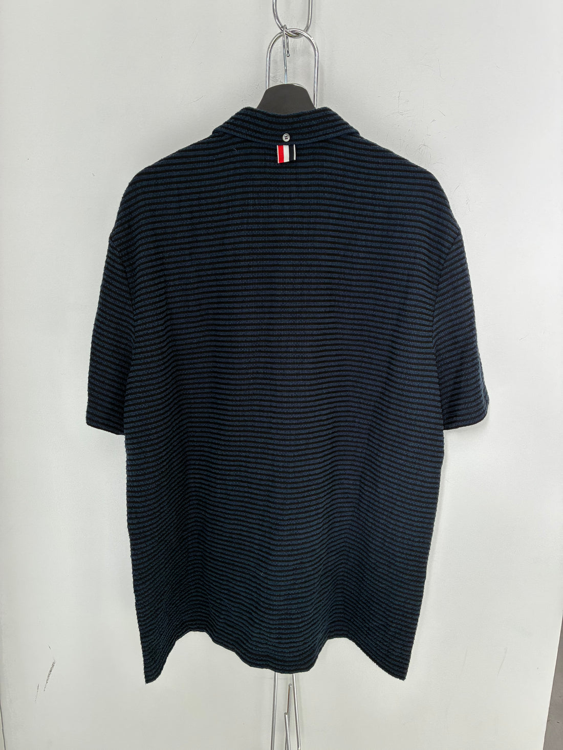 THOM BROWN NAVY STRIPED POLO