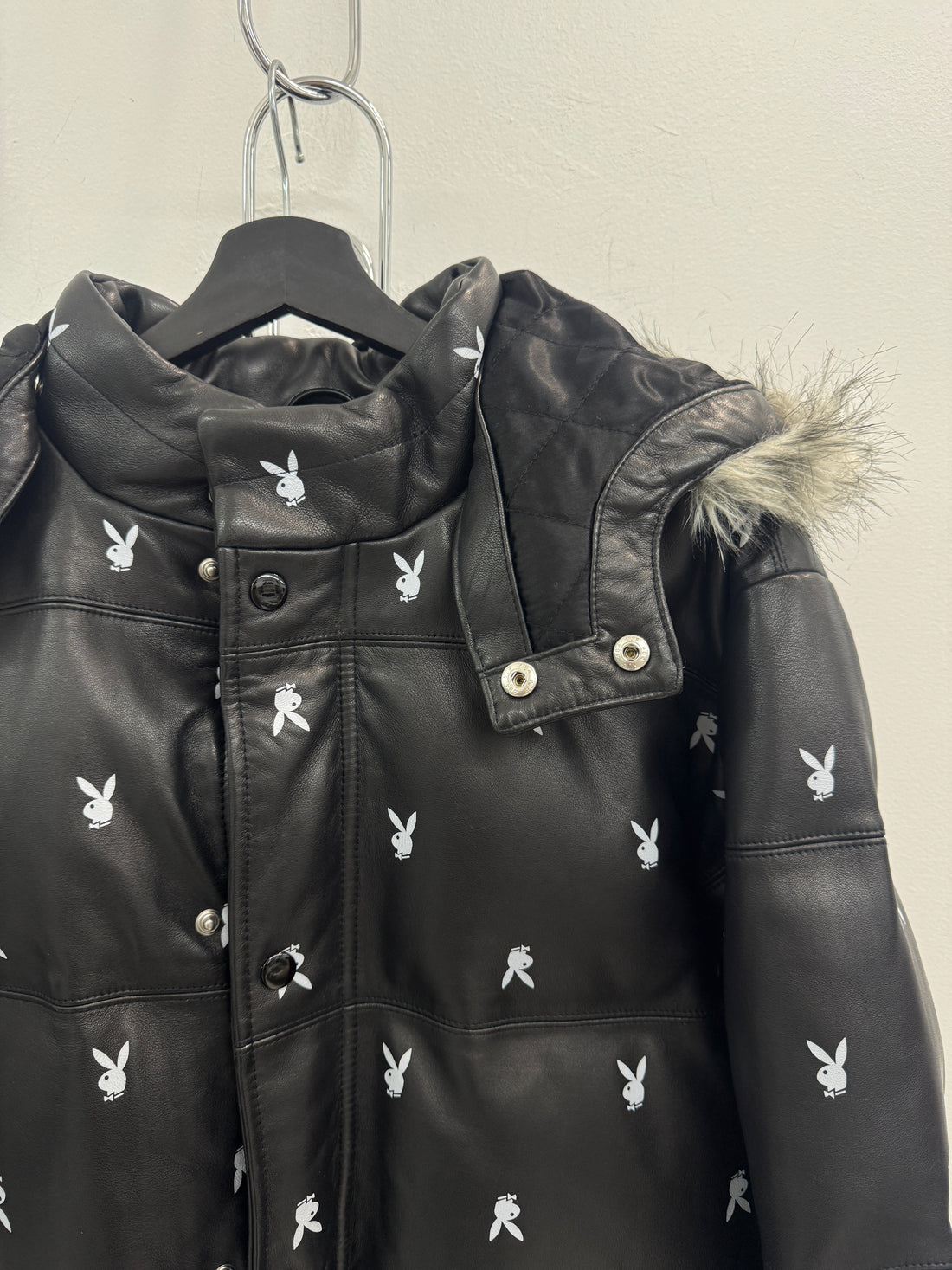 SUPREME X PLAYBOY LEATHER PUFFER JACKET