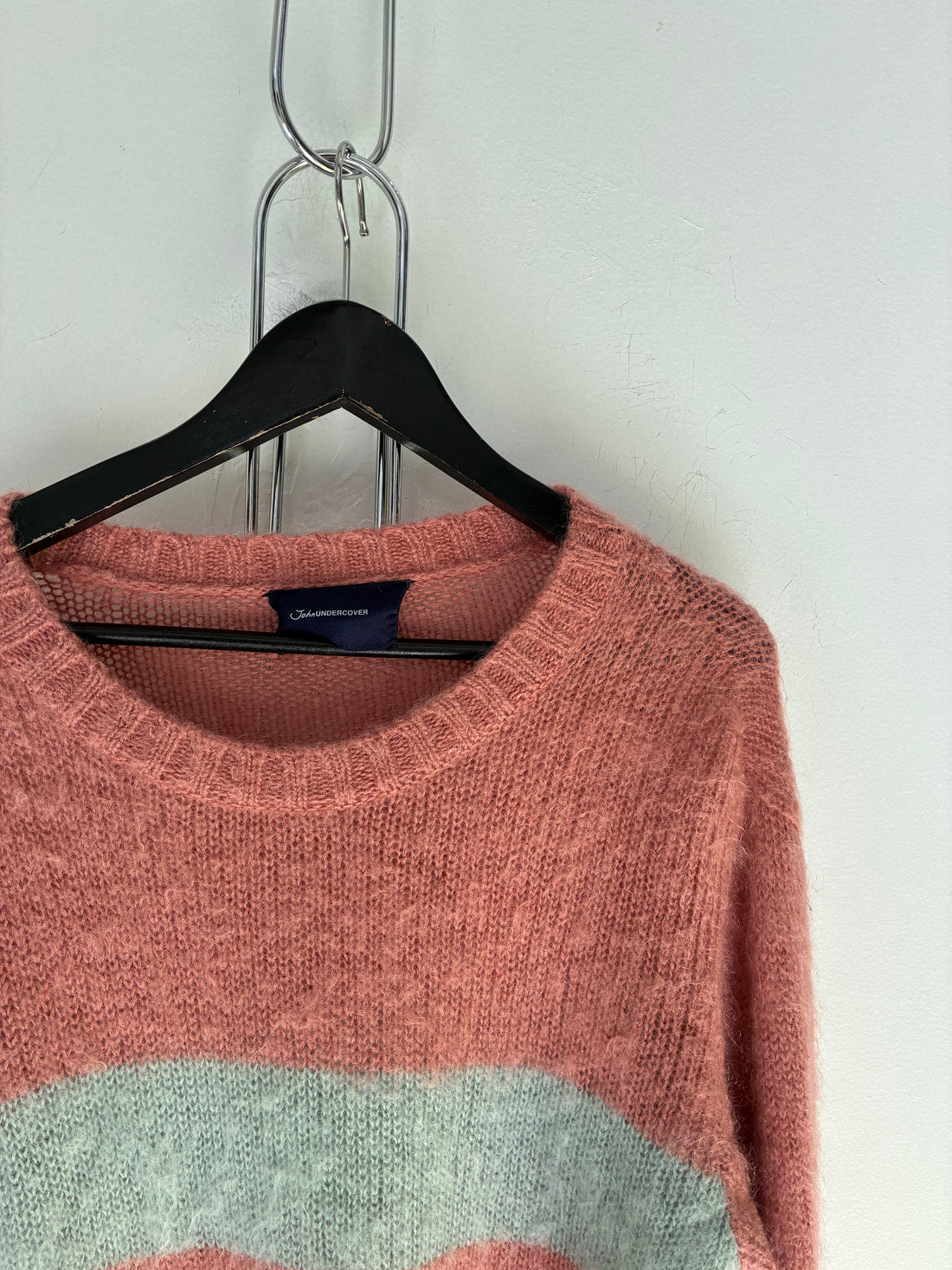 UNDERCOVER FUZZY MOHAIR-BLEND STRIPED SWEATER