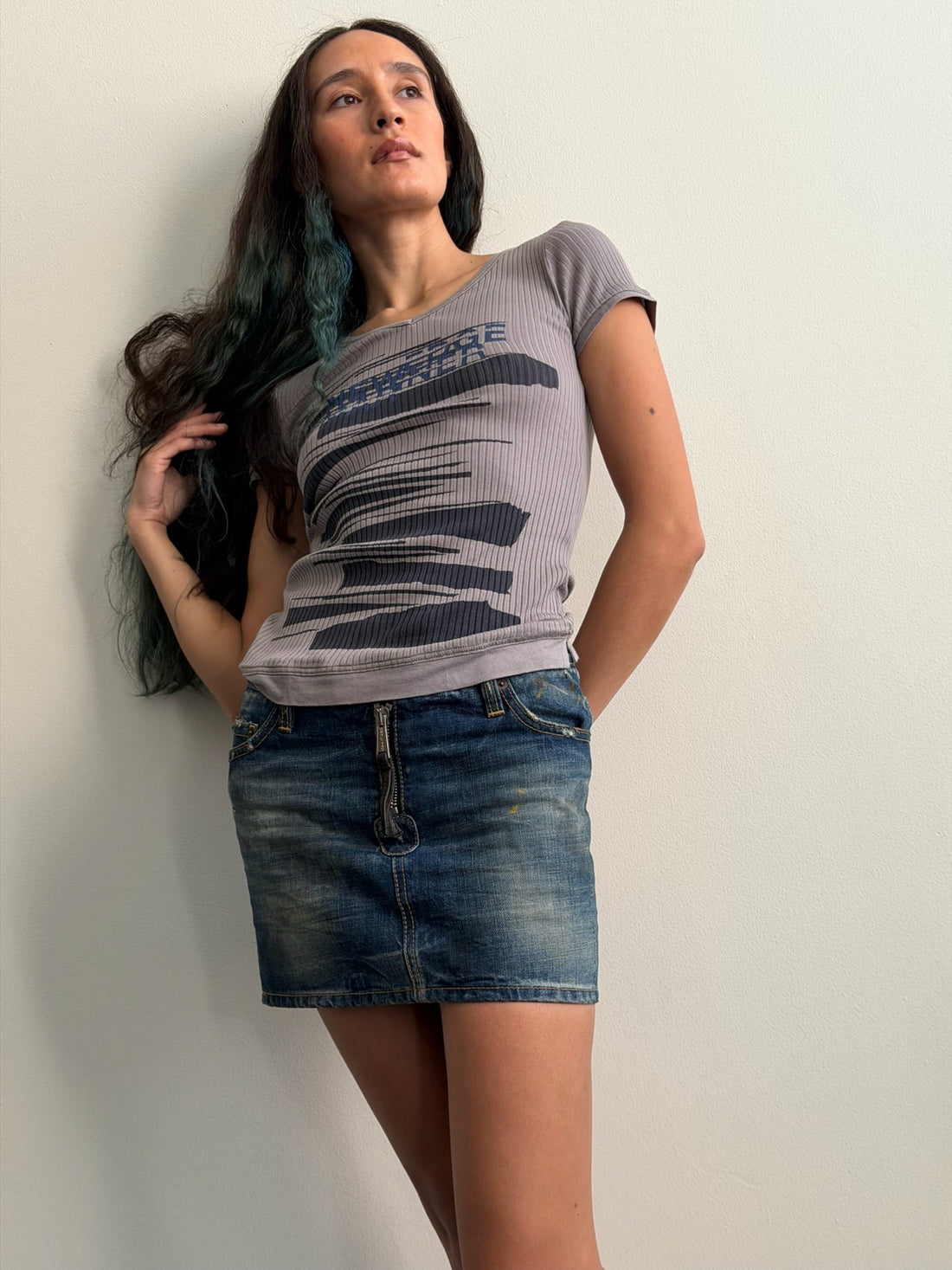2008 DSQUARED DENIM WASHED SKIRT