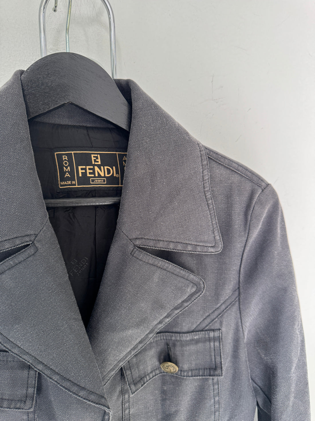 VINTAGE FENDI NAVY WASHED UTILITY JACKET