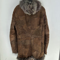 TORNADO MART PATCHWORK LEATHER AND SHEARLING COAT