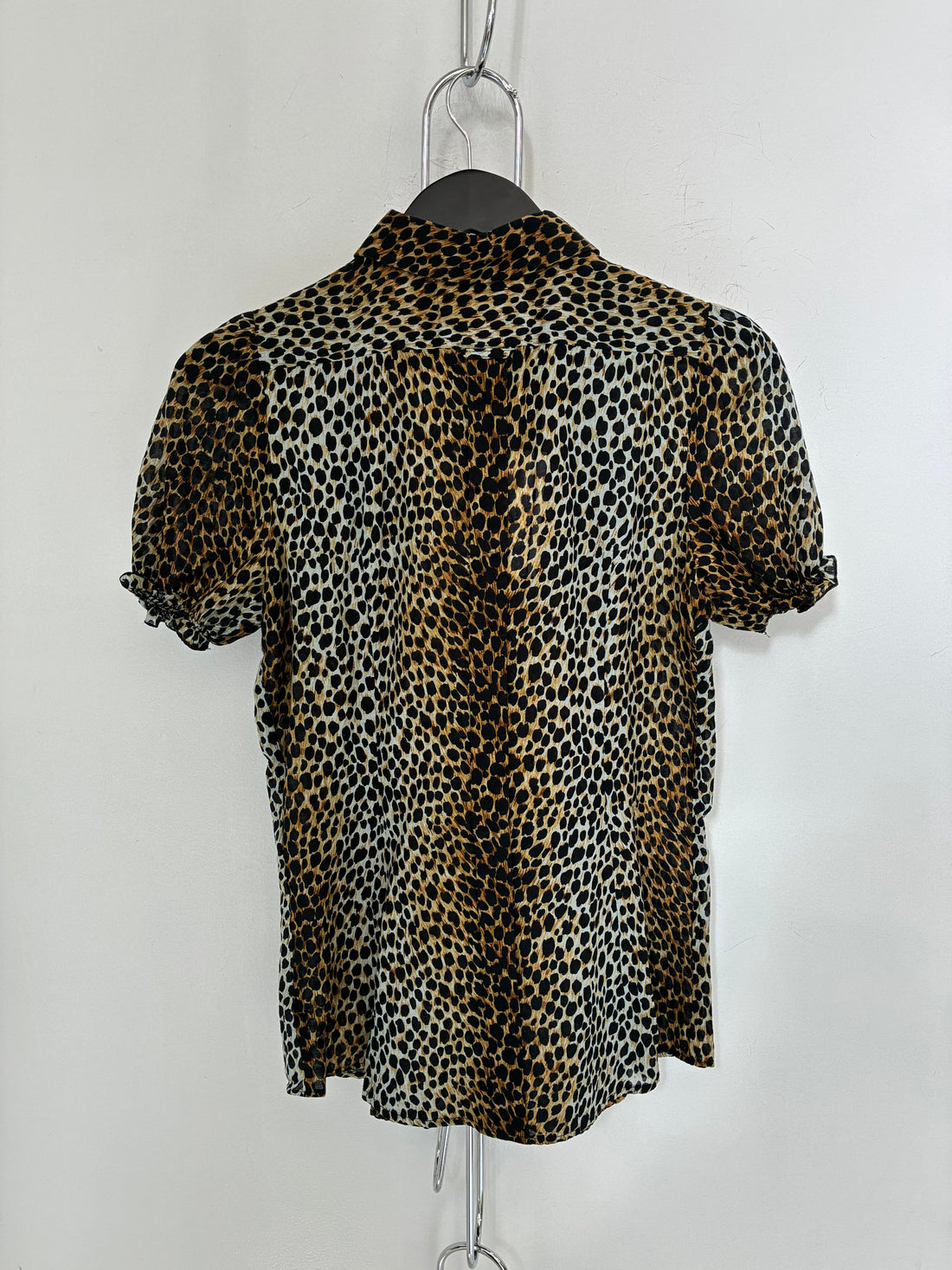 VINTAGE DOLCE & GABBANA PUFF SLEEVE LEOPARD PRINT BLOUSE