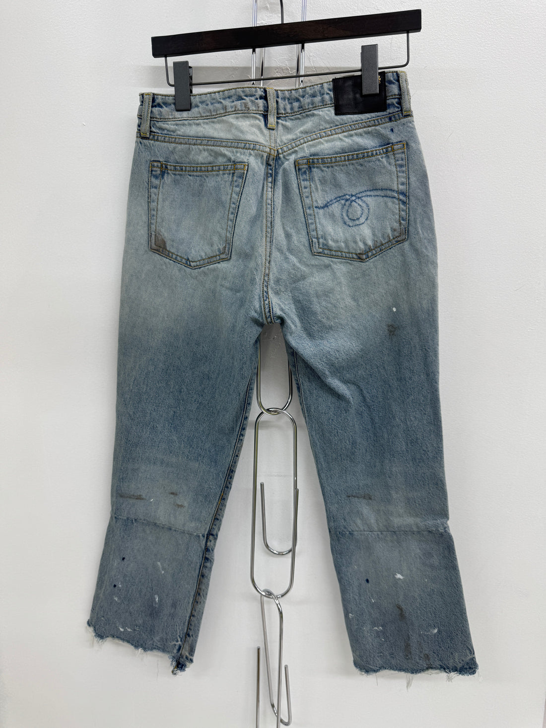 WOMENS R13 MUDDED WASH CROPPED DENIM PANTS