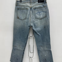 WOMENS R13 MUDDED WASH CROPPED DENIM PANTS