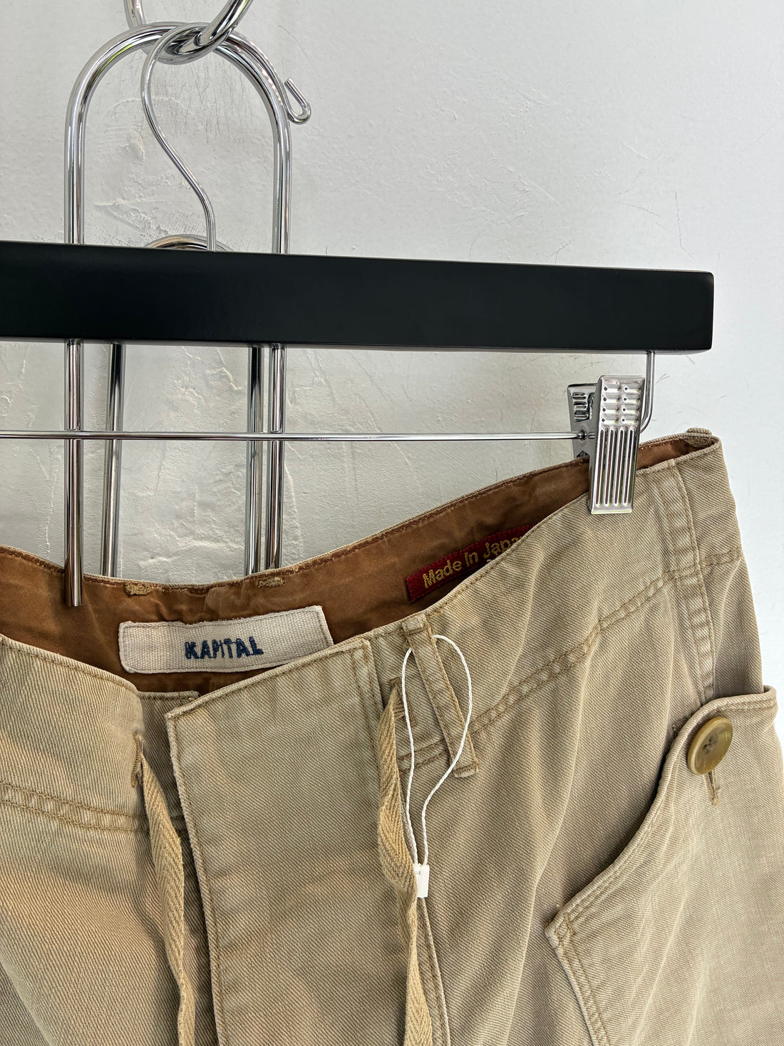 KAPITAL BEIGE COTTON CARGO SHORTS