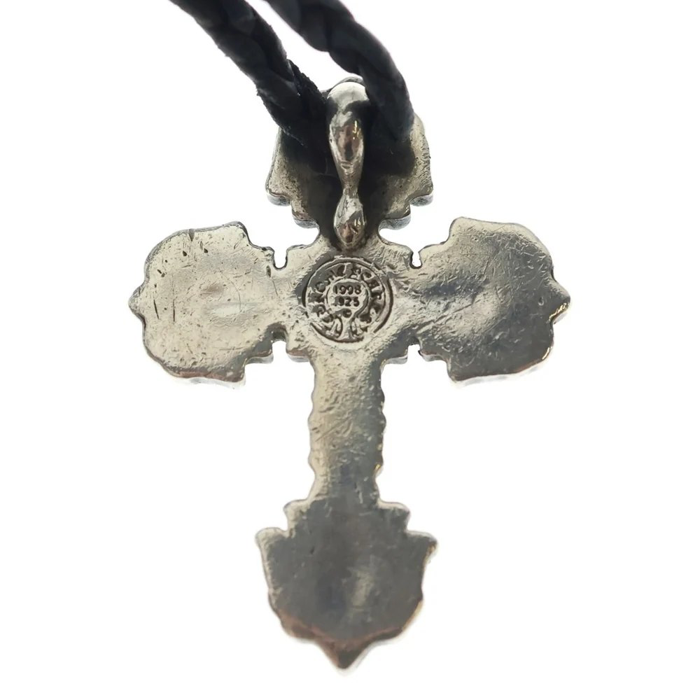 CHROME HEARTS FILLIGREE PENDANT WITH BRAIDED LEATHER NECKLACE