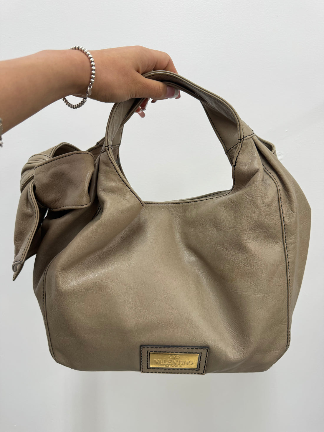 VALENTINO GARAVANI NAPA LEATHER NUAGE BOW HOBO BAG