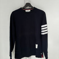 THOM BROWNE NAVY CREWNECK SWEATER