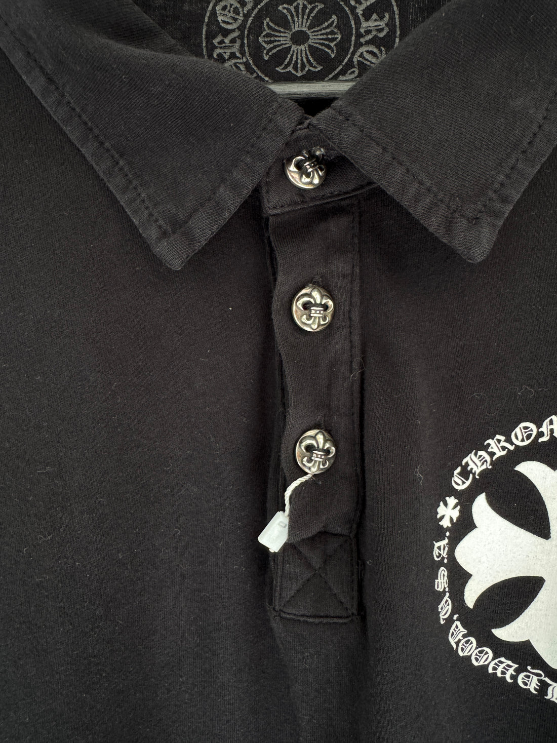 CHROME HEARTS LONG SLEEVE FLEUR POLO SHIRT