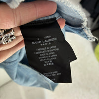SAINT LAURENT DENIM LOGO BUTTON UP SHIRT
