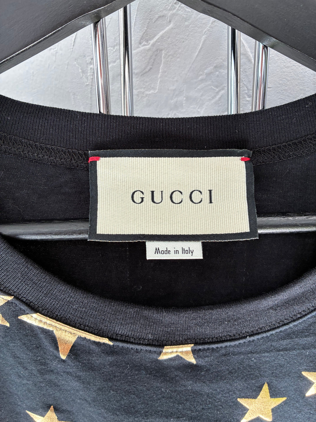 GUCCI BLACK COTTON MOON AND STARS GRAPHIC SHIRT