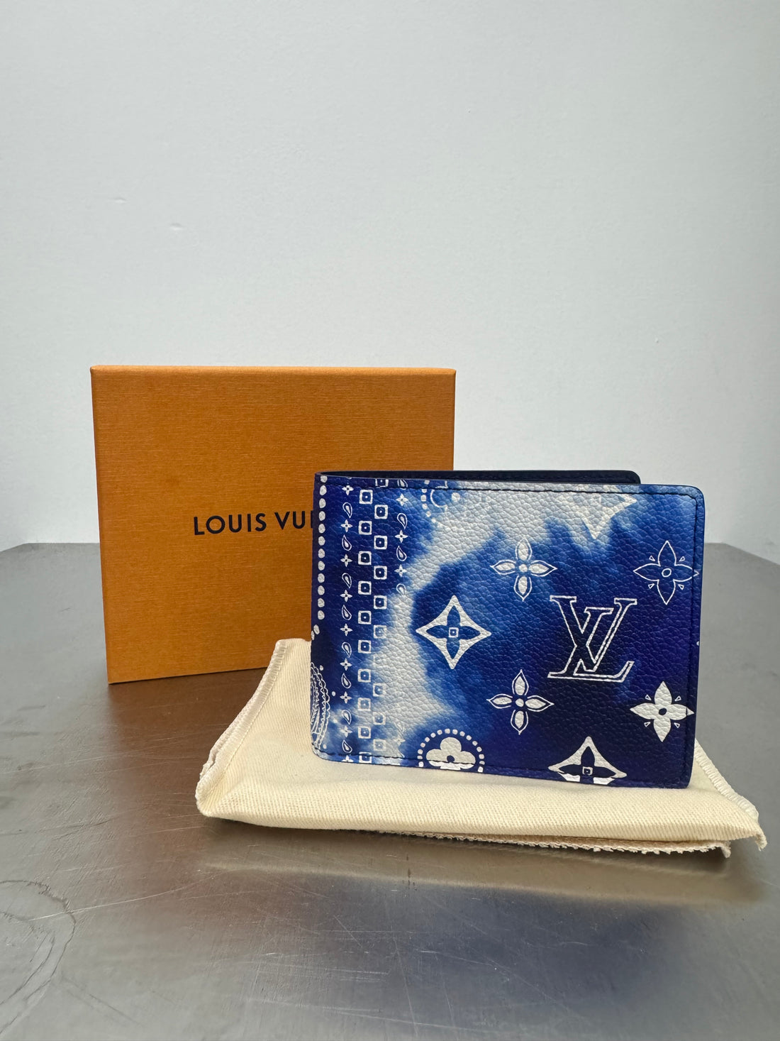 LOUIS VUITTON VIRGIL ABLOH BLUE MONOGRAM BANDANA SLENDER WALLET