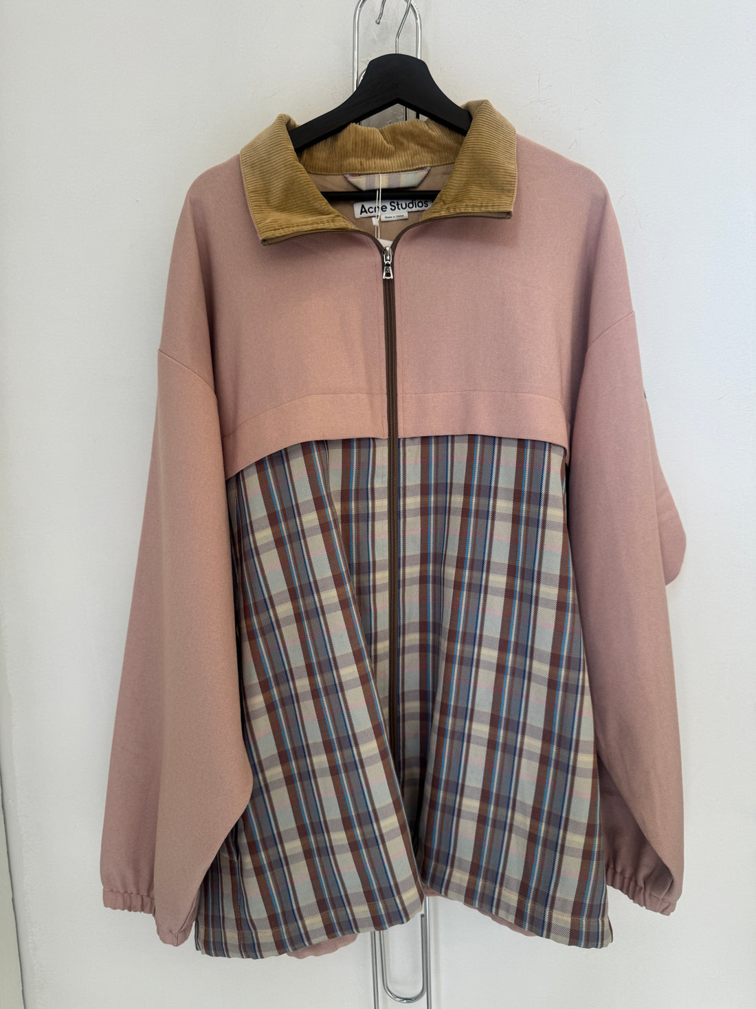 ACNE STUDIOS PINK CHECK OVERSIZED TWILL JACKET