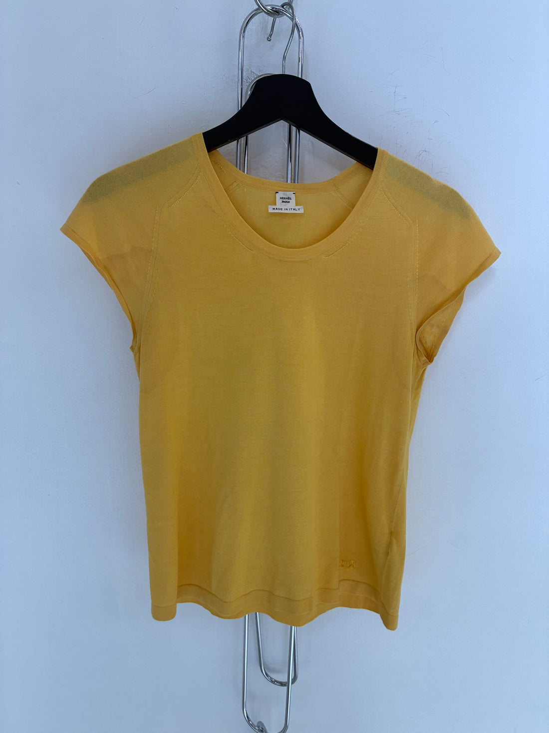 HERMES VINTAGE YELLOW COTTON/SILK S/S TOP