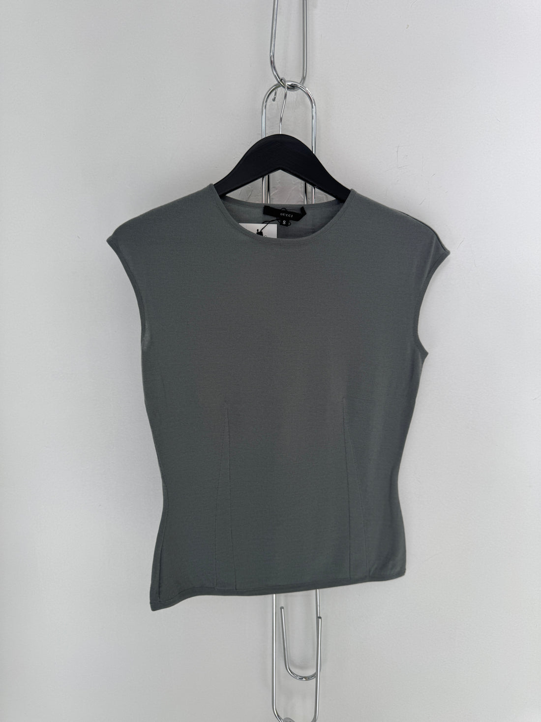 Gucci Grey Cap Sleeves Knit Top