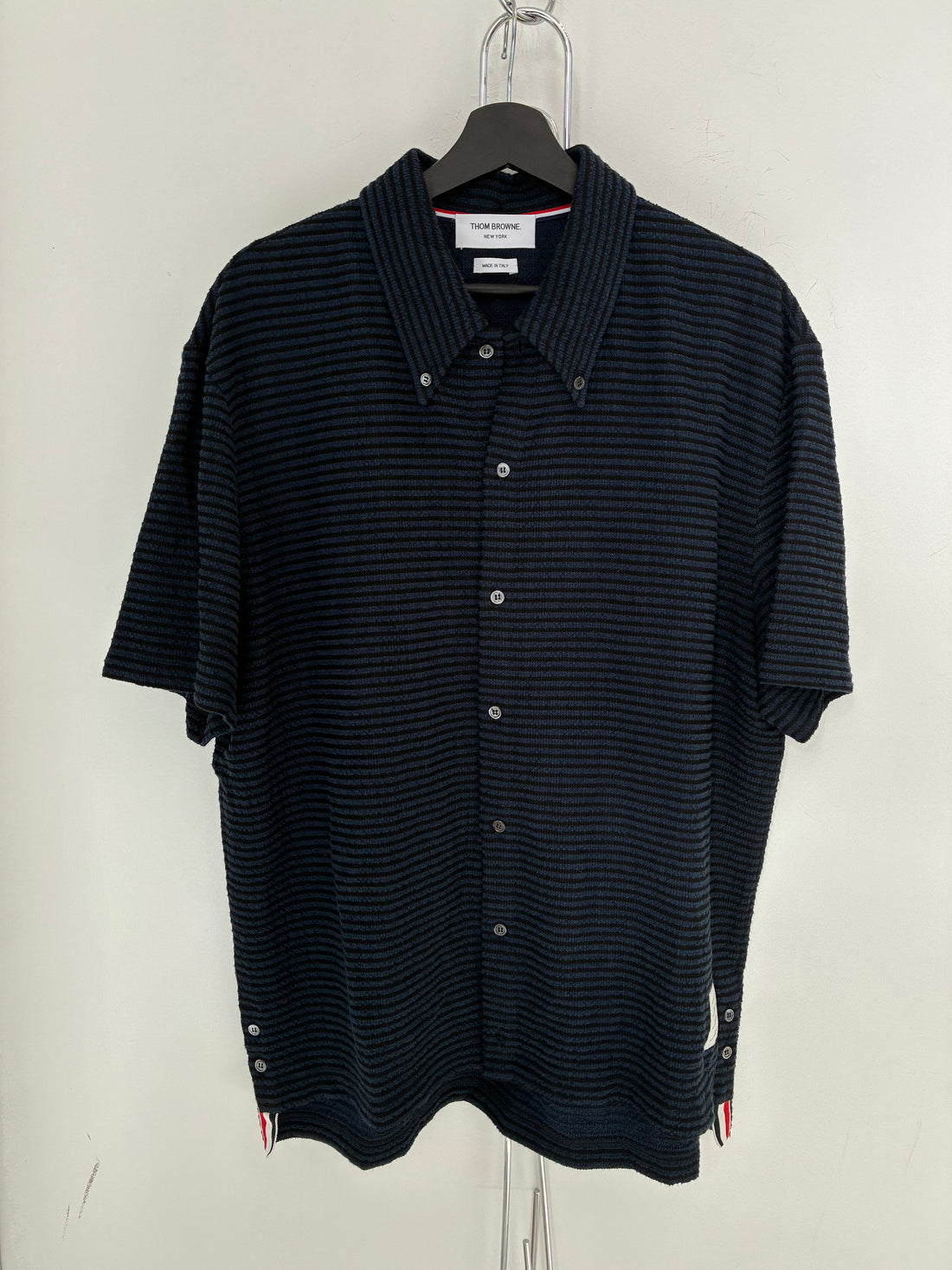 THOM BROWN NAVY STRIPED POLO