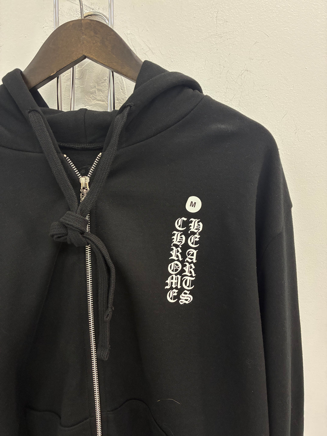 CHROME HEARTS BRAND NEW VERTICAL LOGO ZIP UP HOODIE