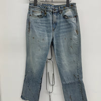WOMENS R13 MUDDED WASH CROPPED DENIM PANTS