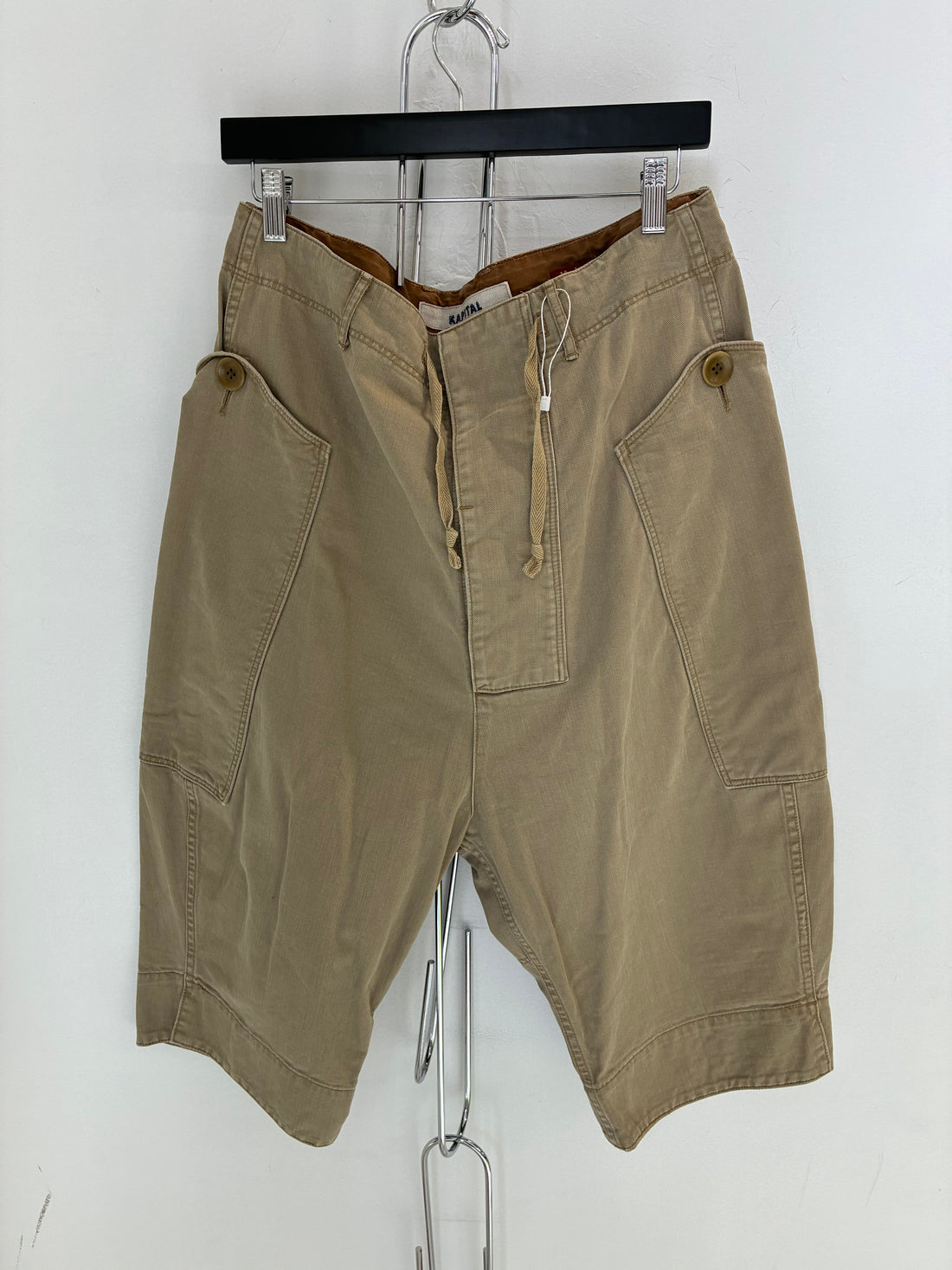 KAPITAL BEIGE COTTON CARGO SHORTS