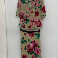 SS16 DOLCE & GABBANA SILK RED PEONY FLORAL PRINT 2 PIECE SETS
